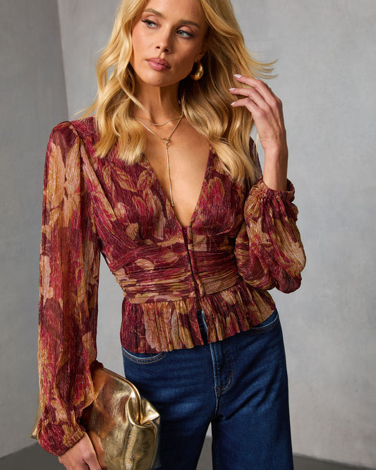 Afterglow Guest Printed Plisse Top