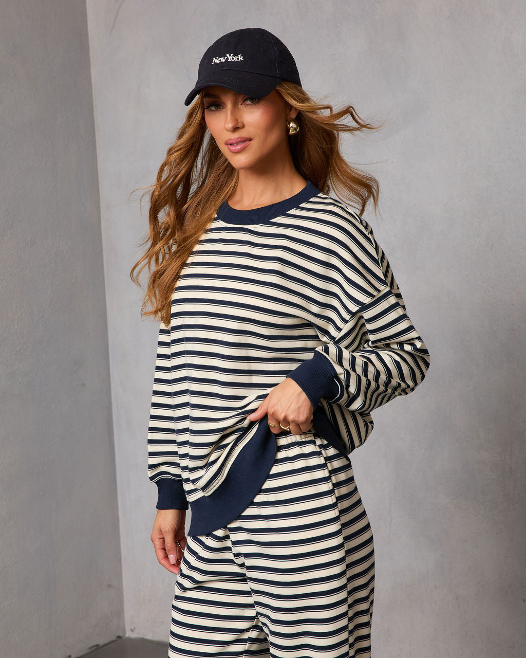 Snowtale Striped Contrast Trim Top