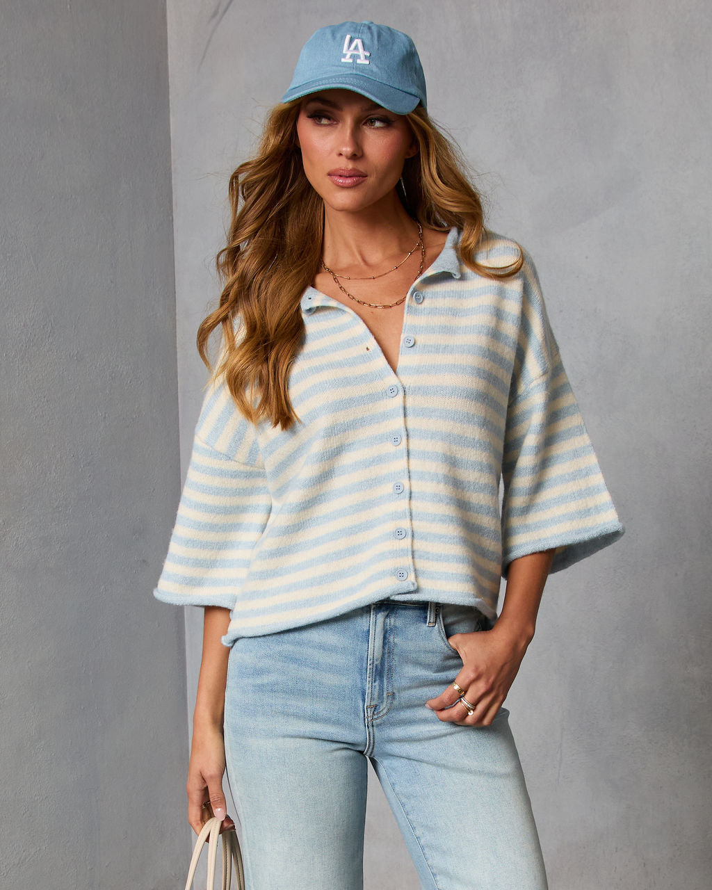 Polished Lines Striped Knit Cardigan