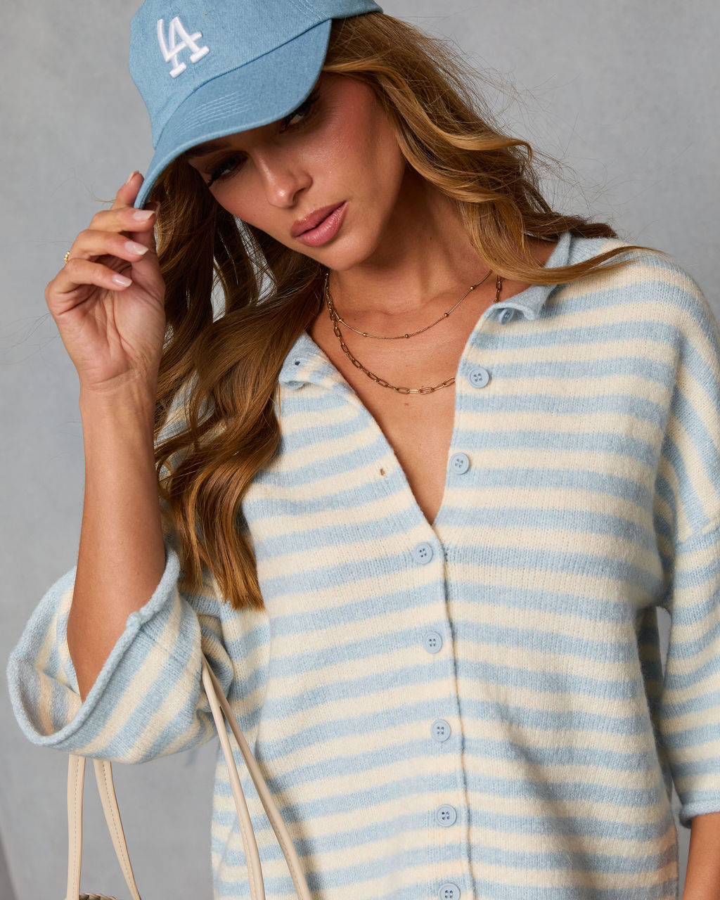 Polished Lines Striped Knit Cardigan
