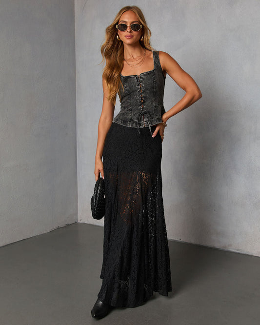 Moss Moon Lace Maxi Skirt