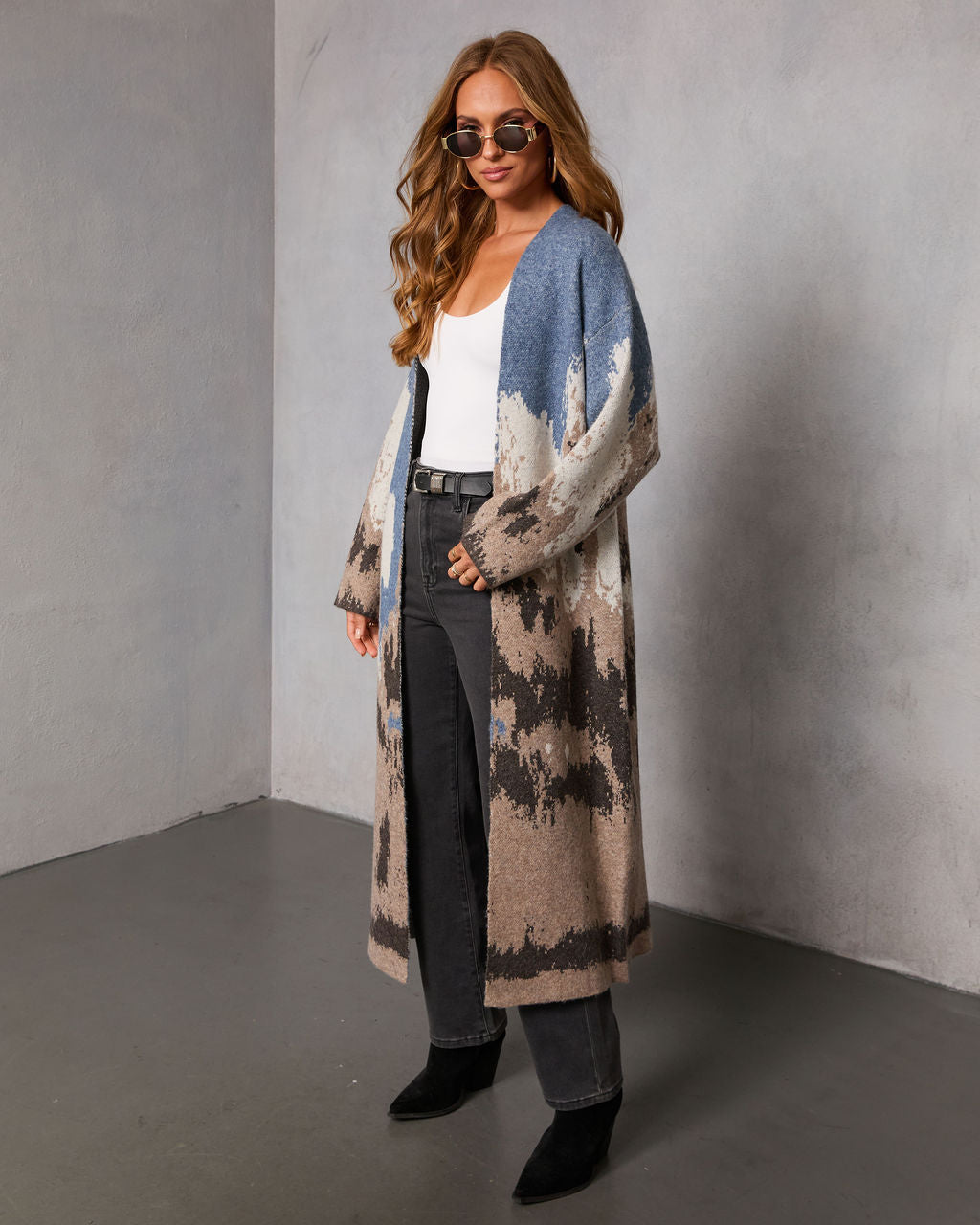 Glacielle Abstract Duster Cardigan