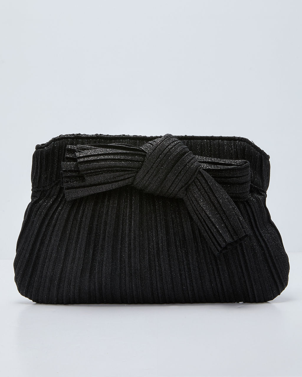Zolie Pleated Lurex Bow Clutch