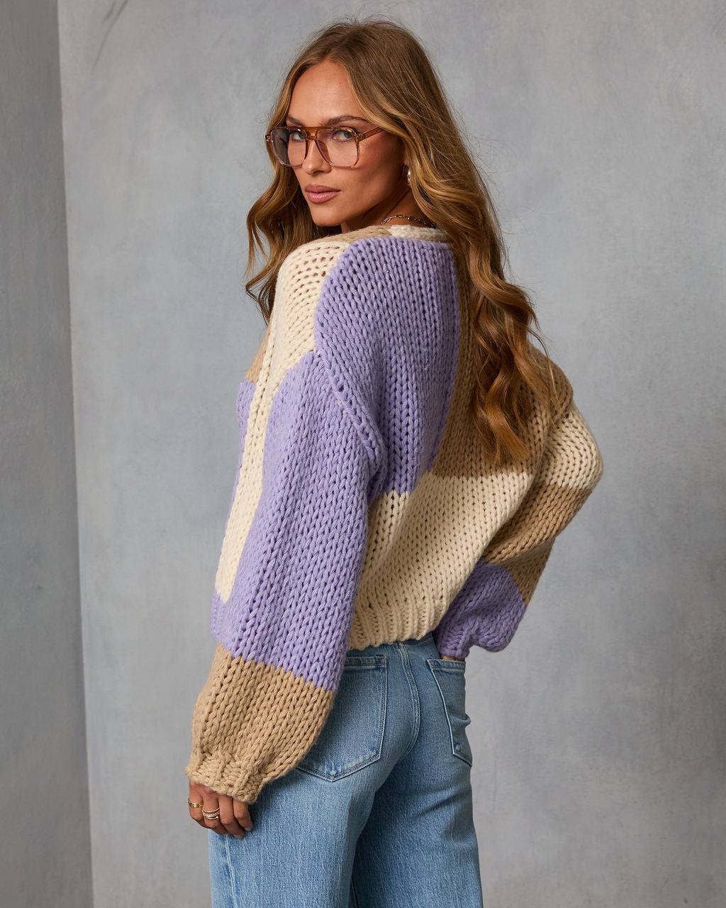 Calm Hour Chunky Color Block Cardigan