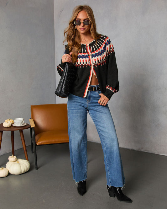 Grateful Gathering Abstract Knit Cardigan