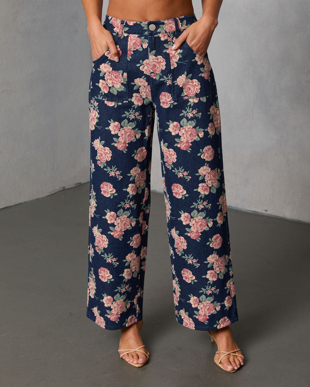 New Bloom Printed Rigid Straight Leg Jeans