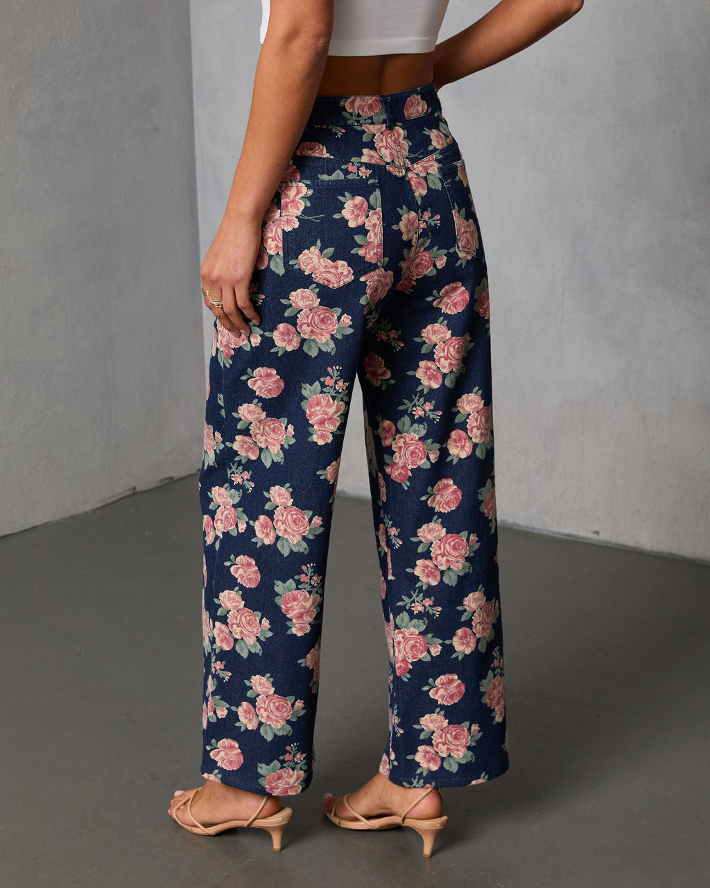 New Bloom Printed Rigid Straight Leg Jeans