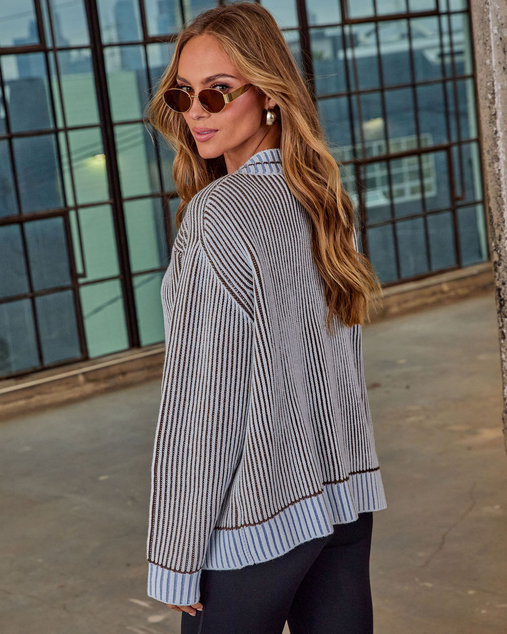 Hamina Ribbed Knit Contrast Trim Cardigan