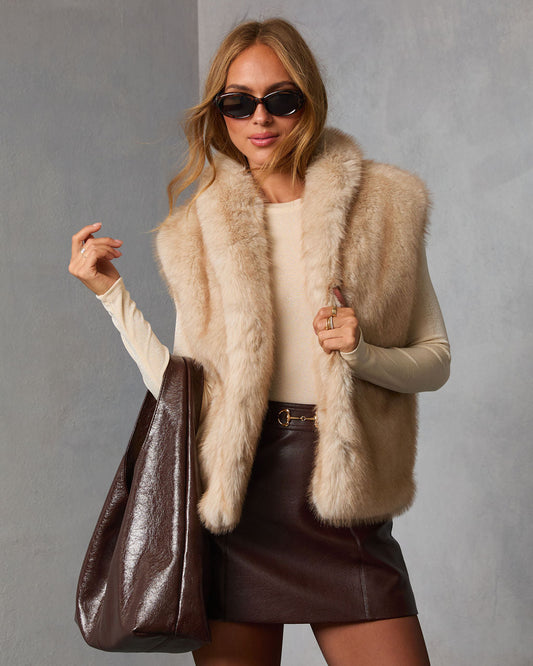 Elowen Sage Faux Fur Vest