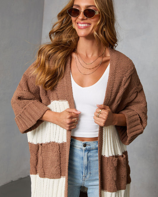 Nestle Down Contrast Stripe Knit Cardigan