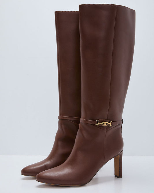 Isobelle Vegan Leather Chain Accent Knee High Boots