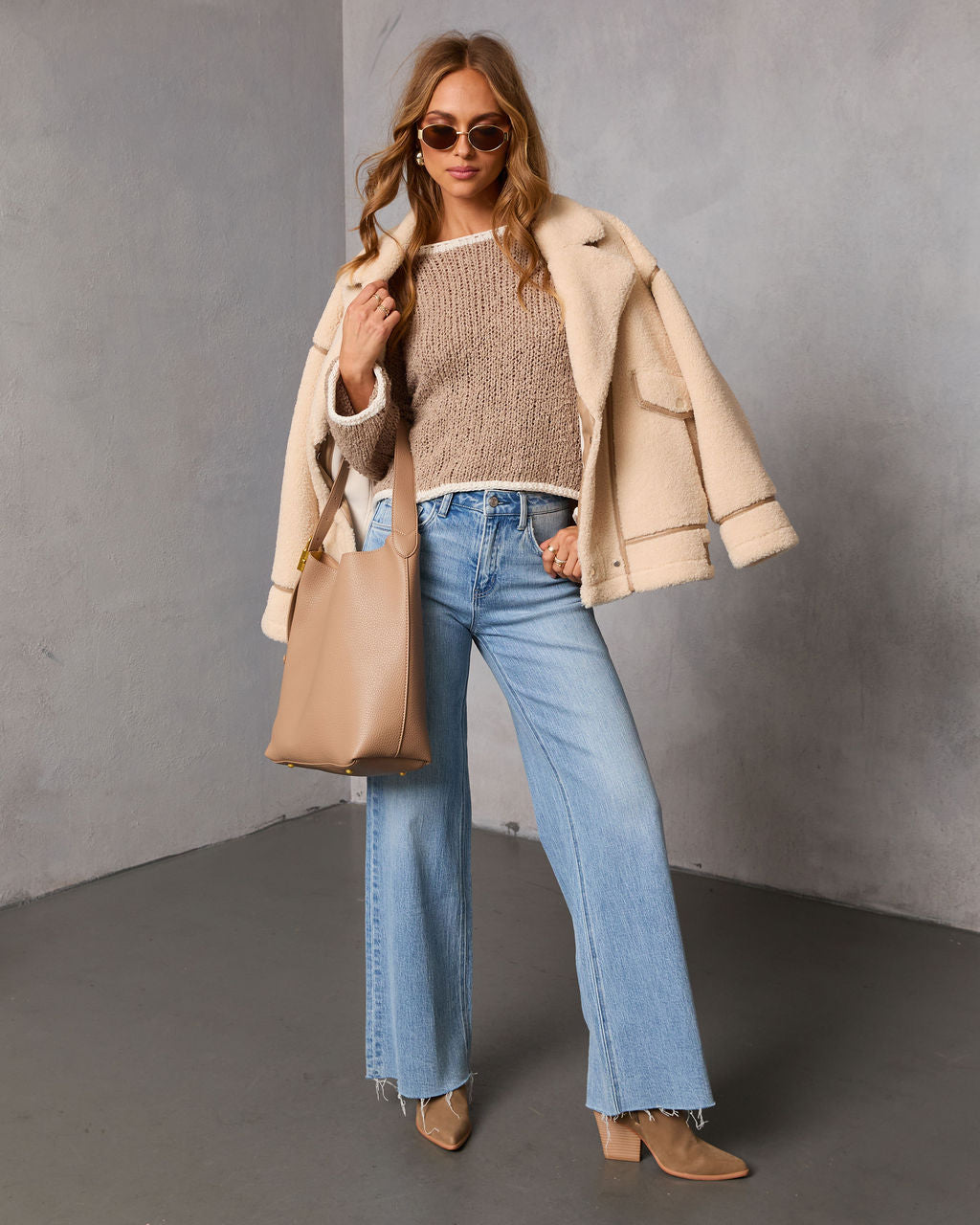 Whisper Frost Knit Contrast Trim Sweater