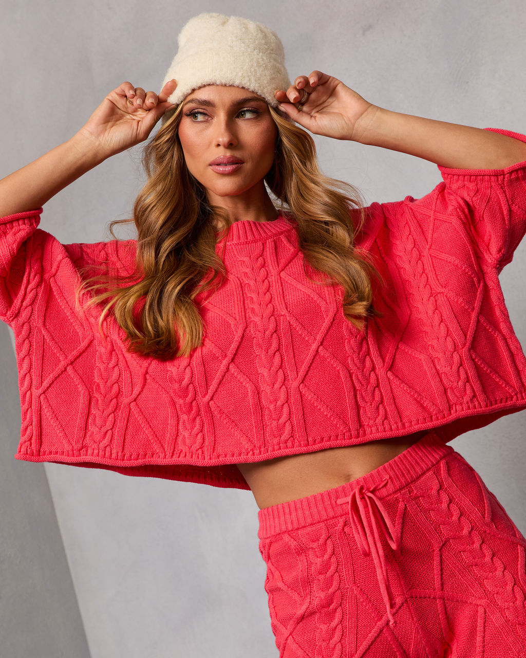 Noon Nap Crop Cable Knit Sweater