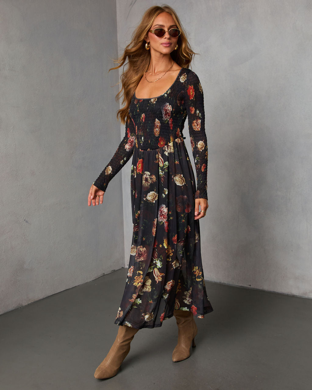 Dried Bloom Printed Maxi Dress