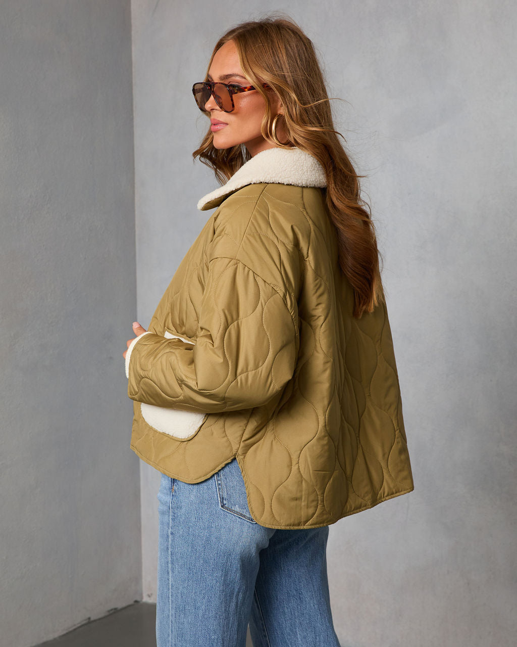 Glazed Mornings Sherpa Trim Quilted Puffer Jacket