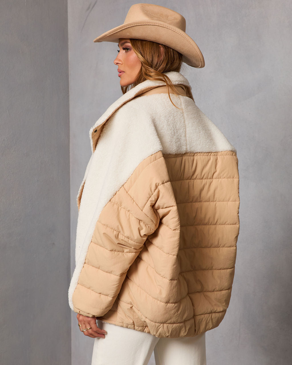 Malrin Sherpa Lined Contrast Puffer Coat