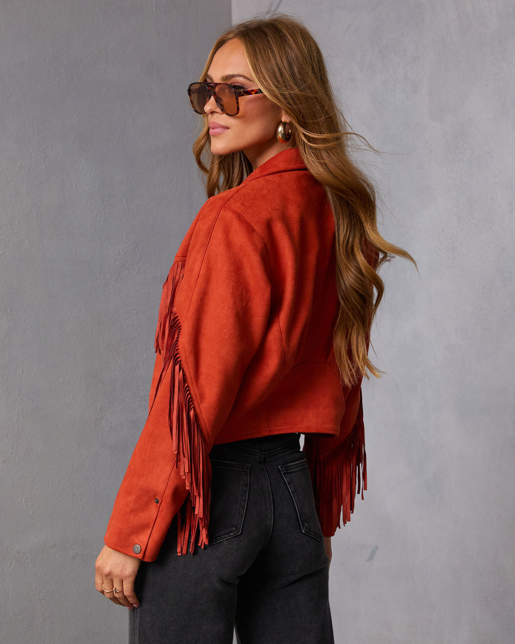 Evening Ember Fringe Suede Jacket
