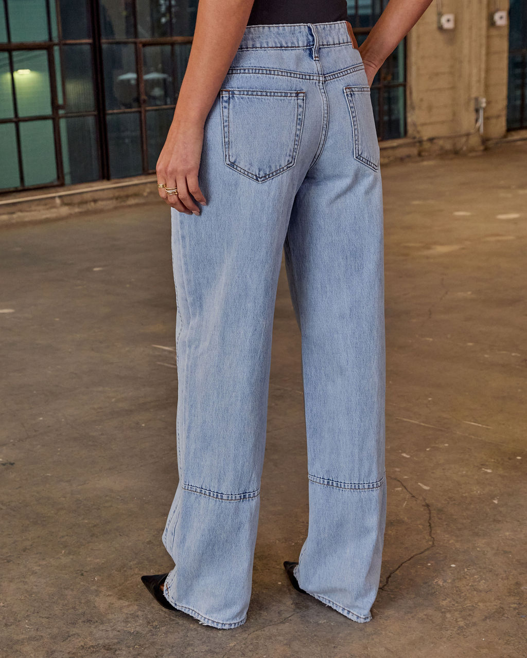 Claira Rigid Pintuck Relaxed Leg Jeans