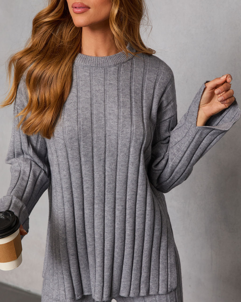 Homebody Hour Ribbed Knit Sweater