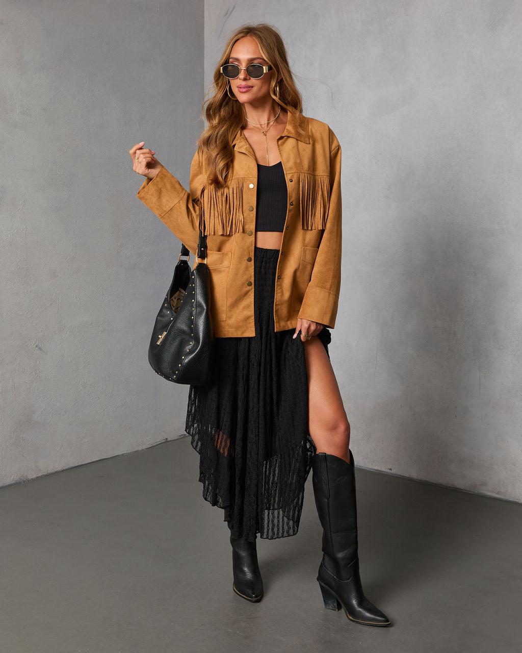 Moonthread Lace Darted Hem Midi Skirt