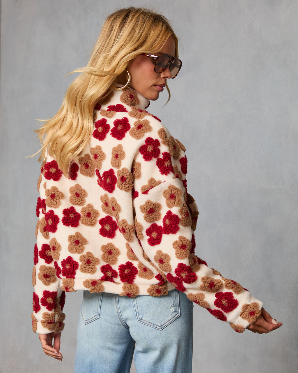 Morning Bloom Printed Sherpa Jacket