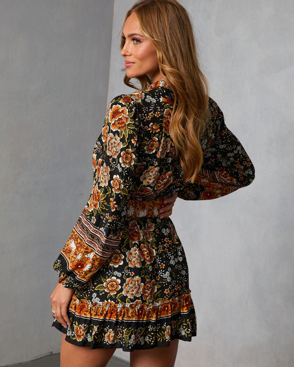 Autumn Aura Belted Mini Dress