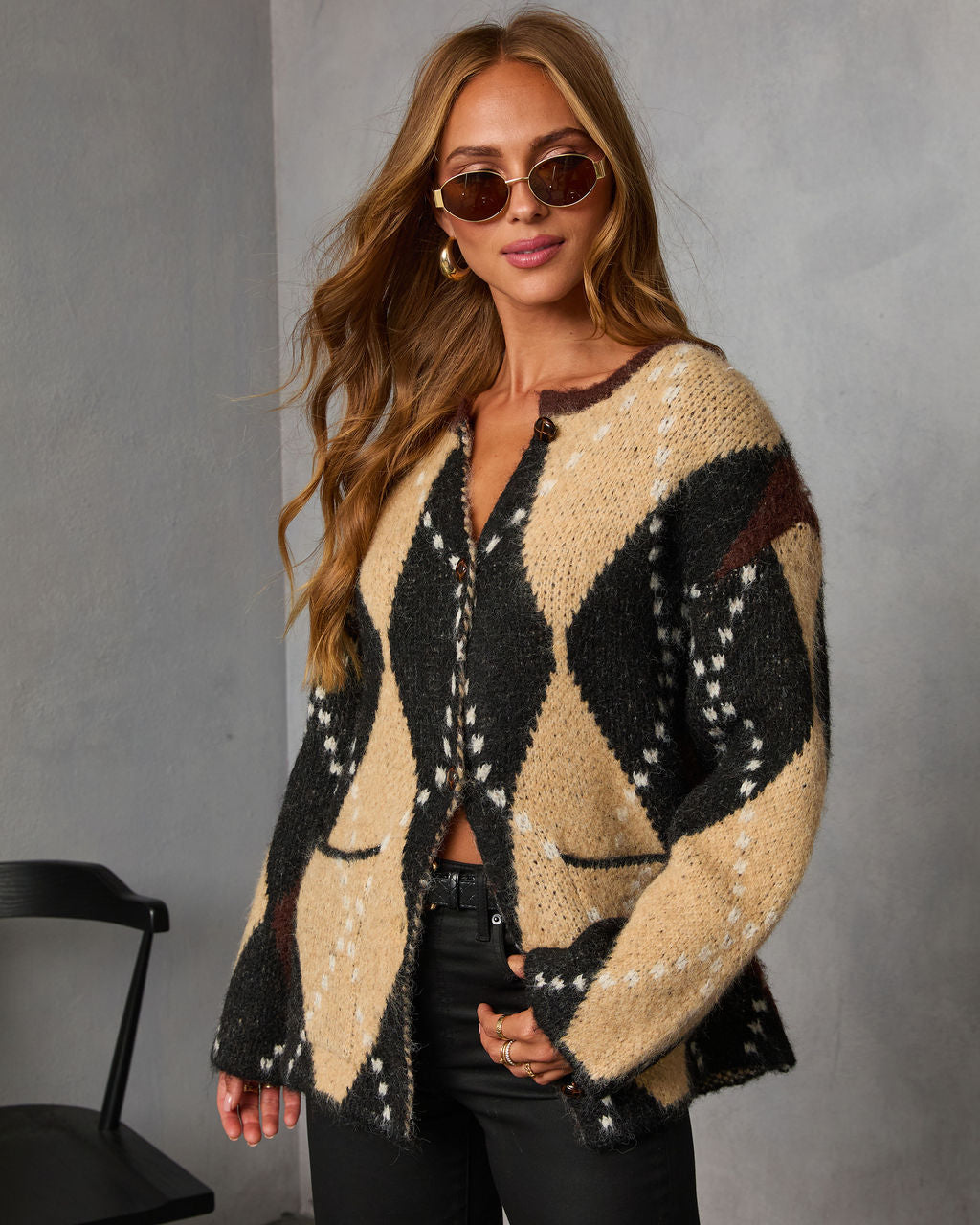 Paxtin Argyle Print Sweater