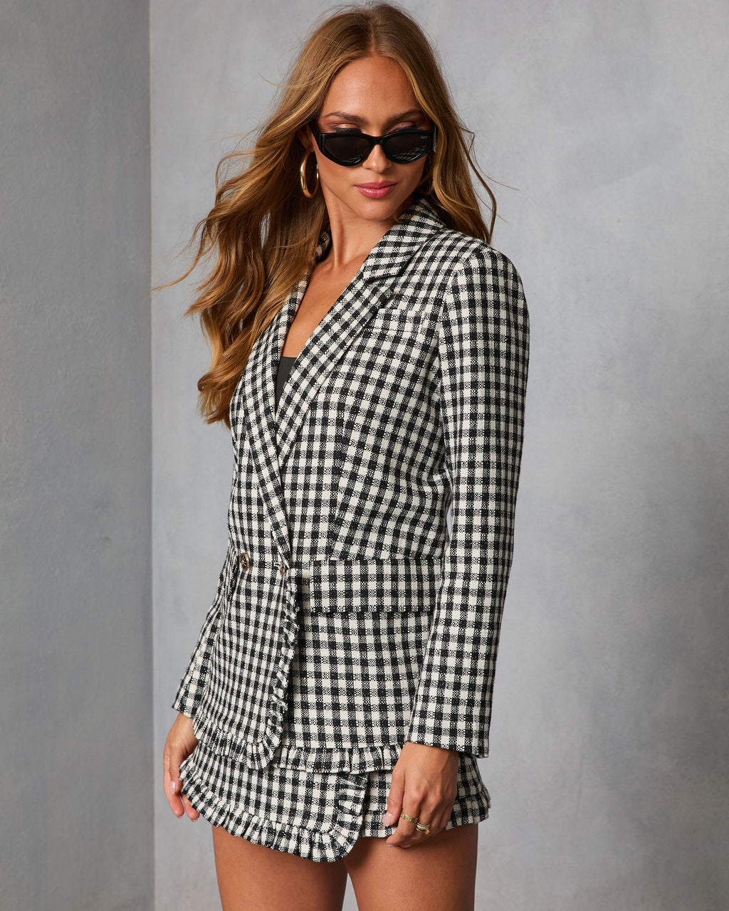 Paloma East Plaid Tweed Blazer