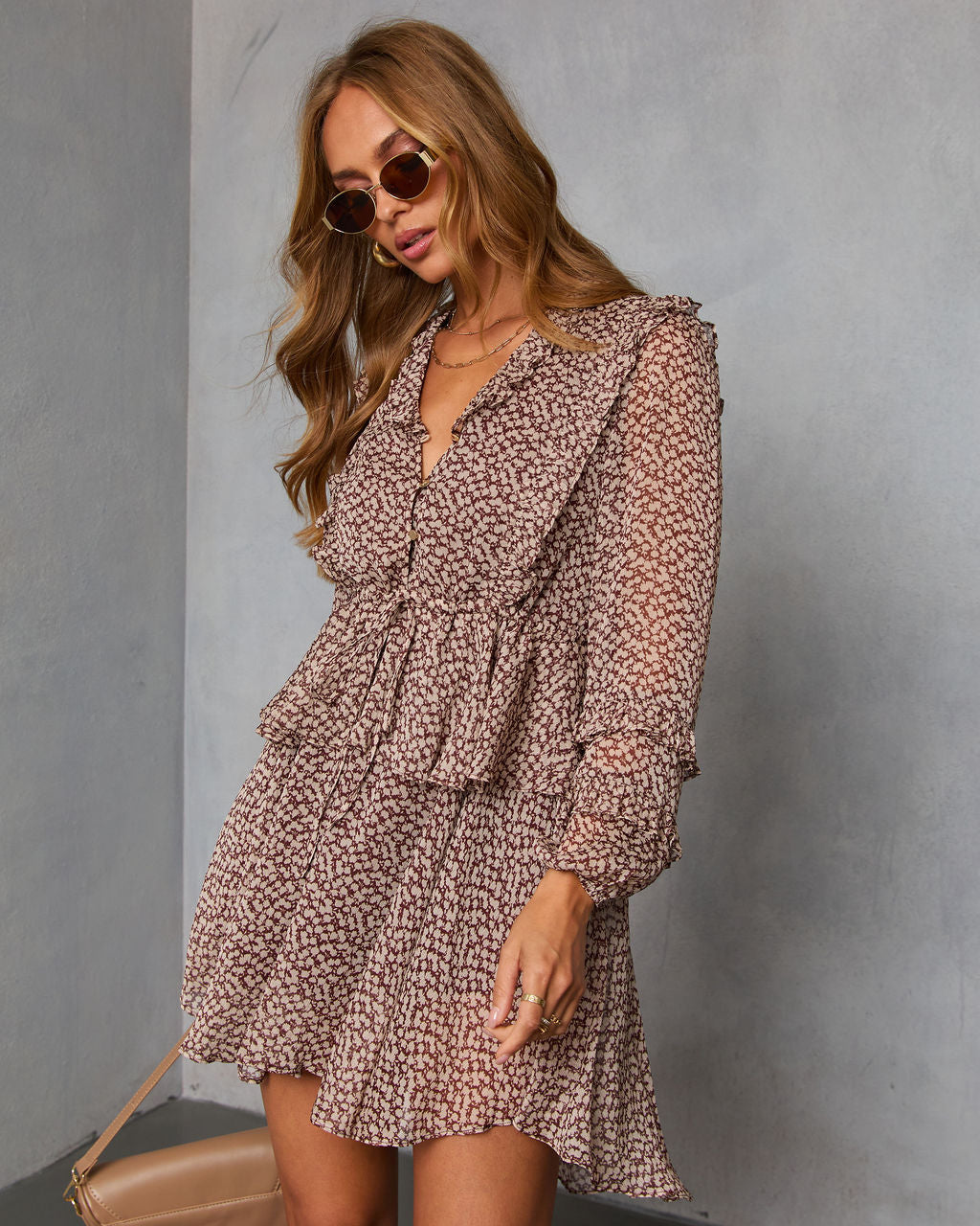 Junae Printed Ruffle Mini Dress