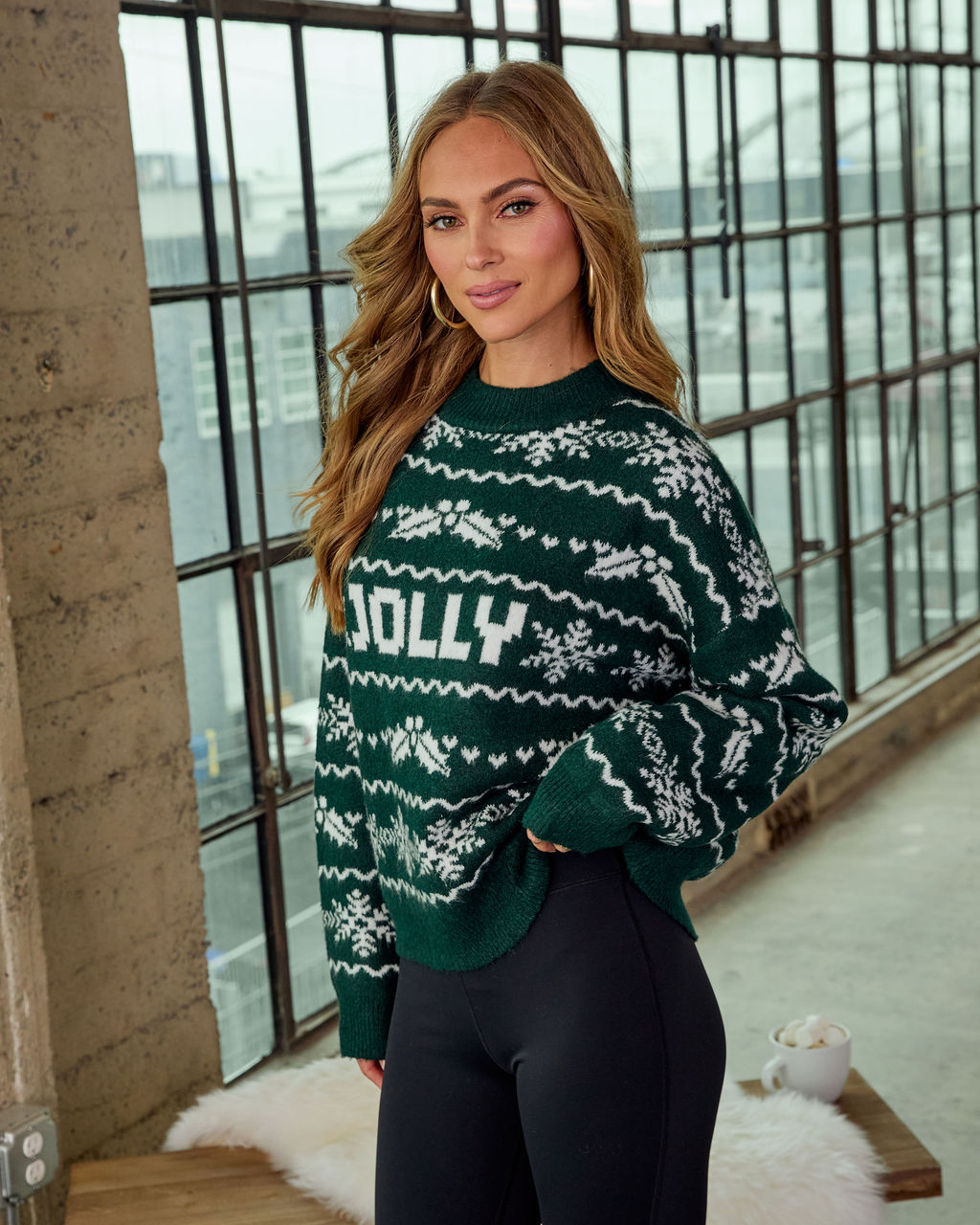 Jolly Glow Graphic Fair Isle Mock Neck Sweater
