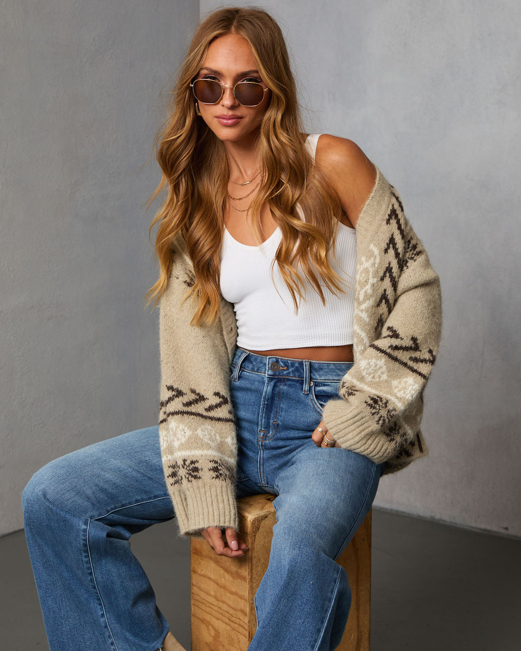 Oat Loop  Abstract Print Cardigan