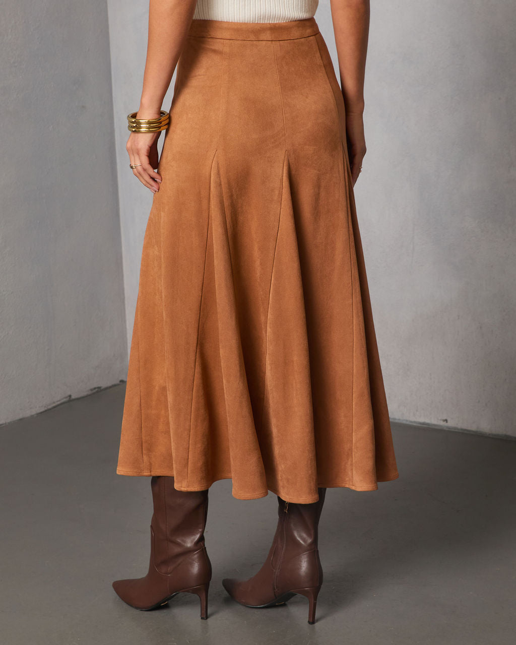Maicie Pleated Faux Suede Maxi Skirt