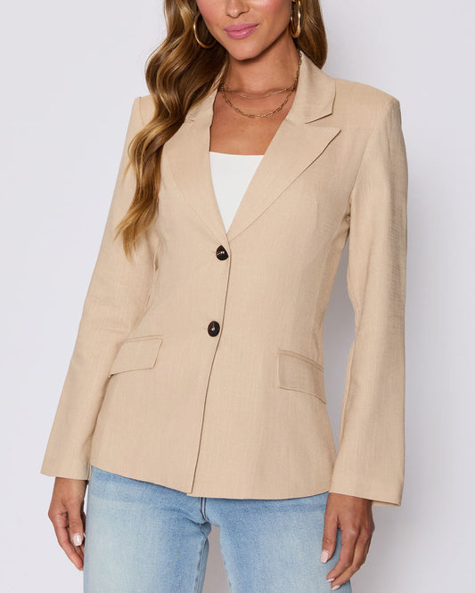 Sandy Linen Pocketed Blazer