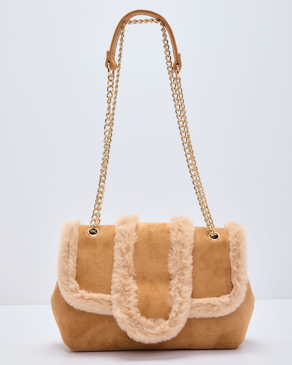 Hutson Suede Faux Fur Trim Shoulder Bag