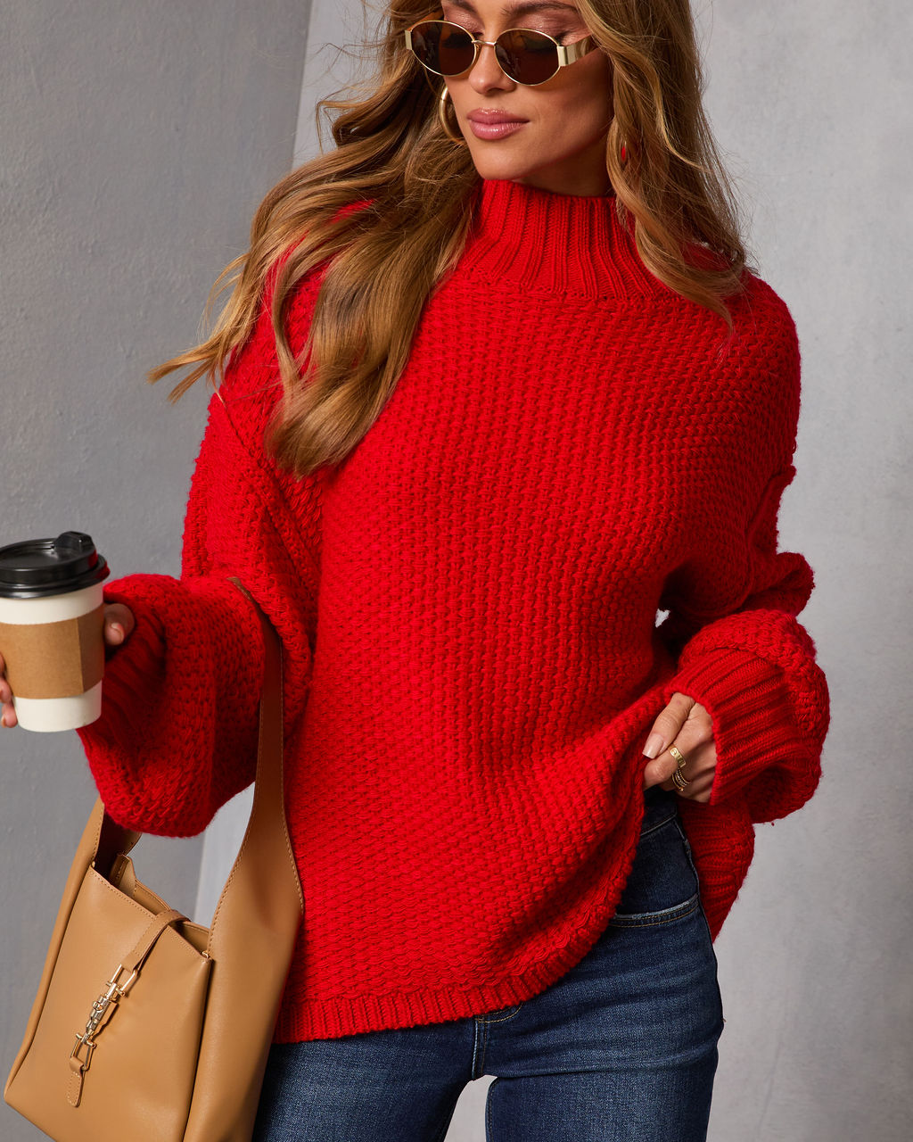 Cozy Slay Knit Mock Neck Sweater