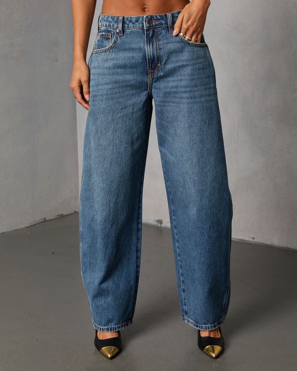 Brambelle Rigid High Rise Barrel Jeans