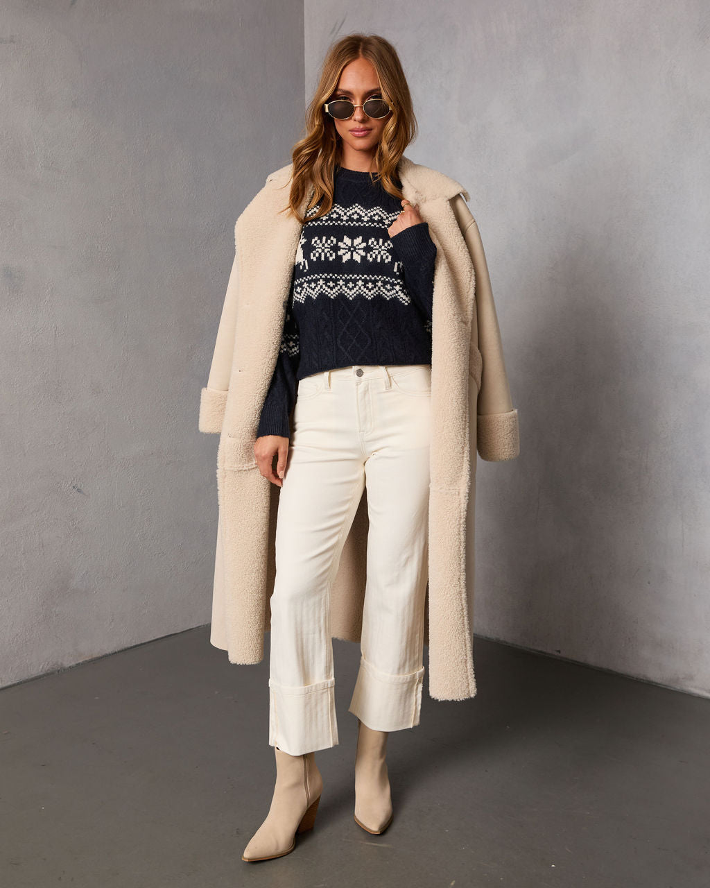 Midnight Ice Fair Isle Reindeer Sweater