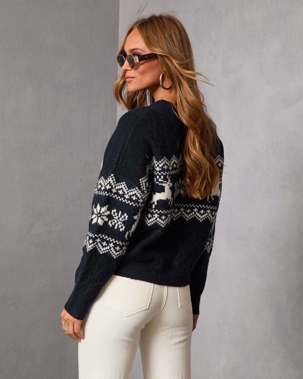 Midnight Ice Fair Isle Reindeer Sweater