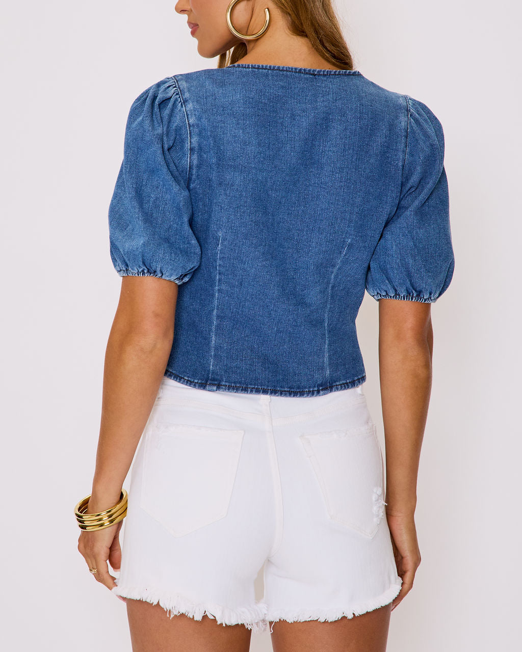 Delilah Denim Tie Front Top