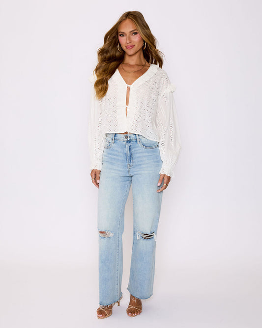 Mabel Ruffle Tie Front Blouse