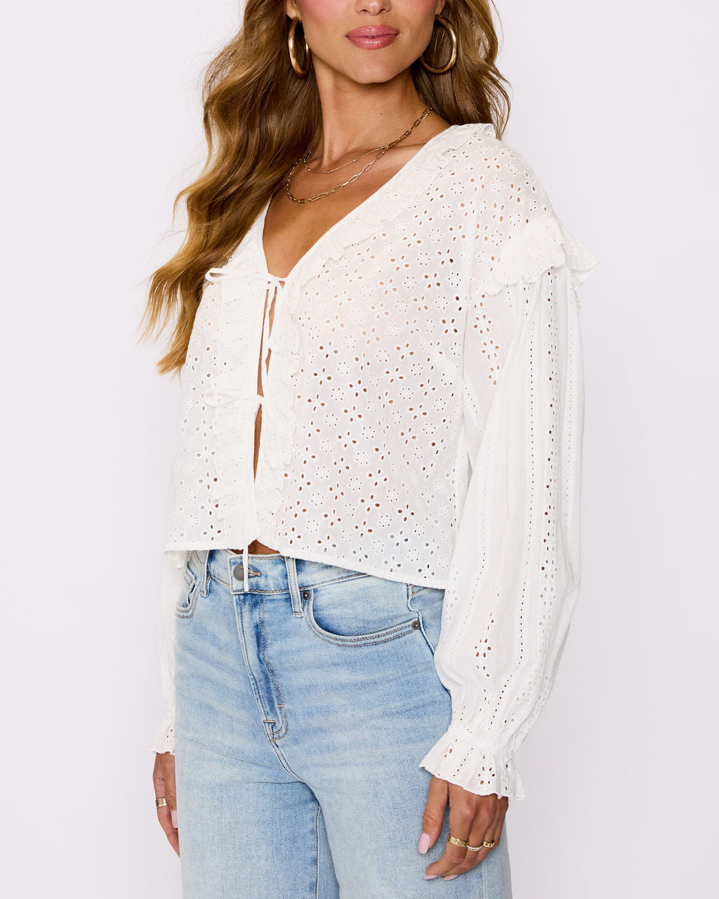Mabel Ruffle Tie Front Blouse