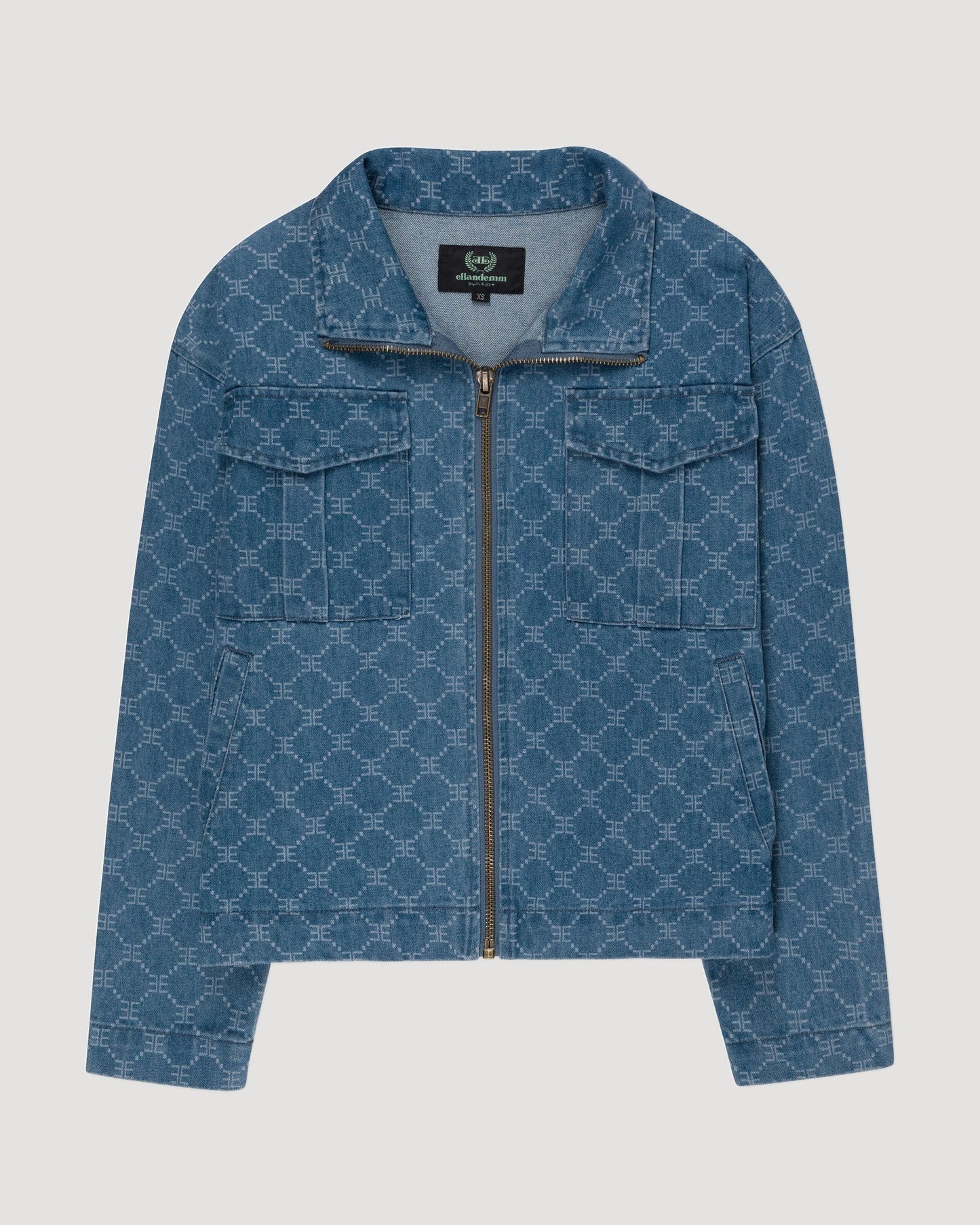 EE Monogram Print Denim Jacket