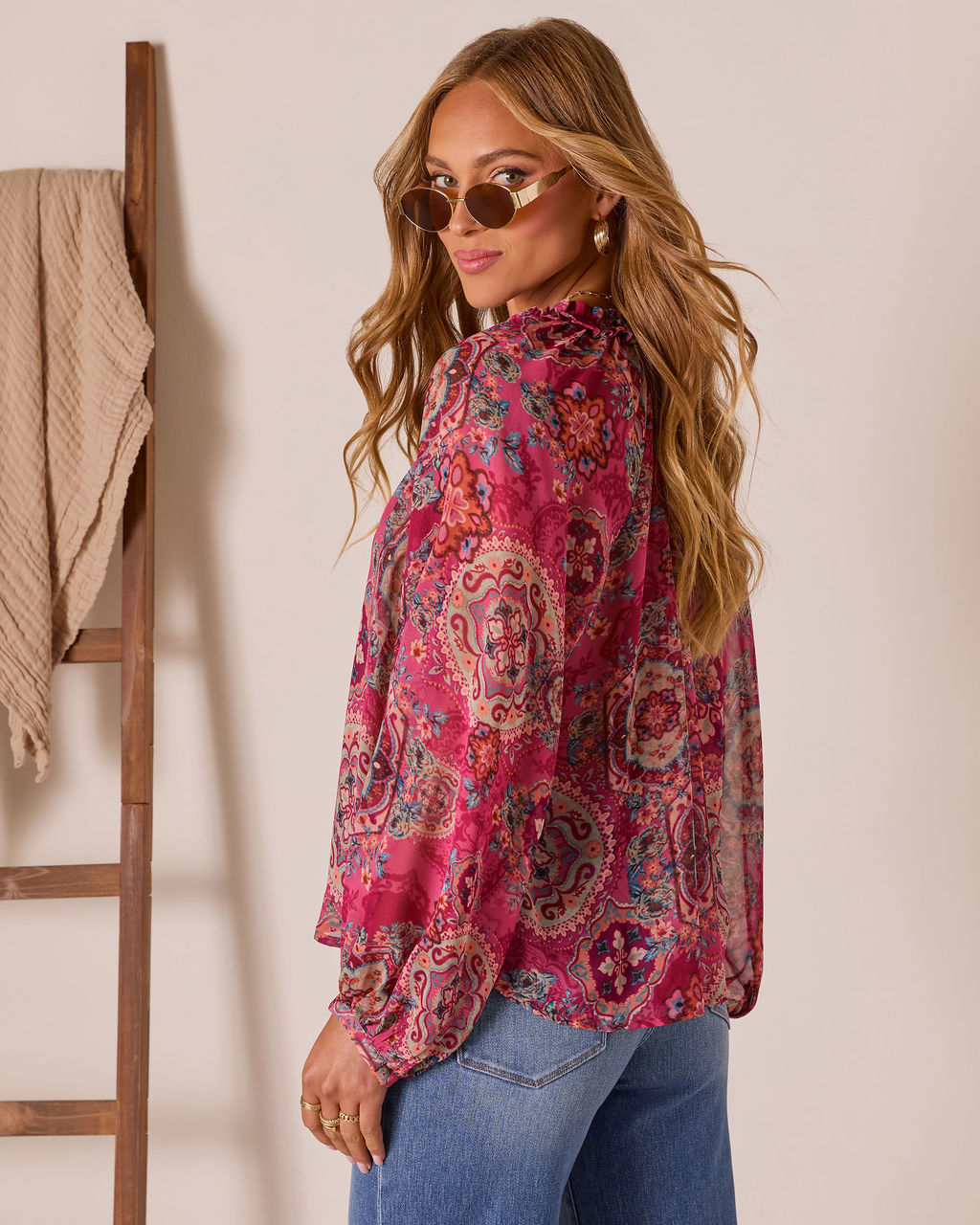 Tide Folk Peasant Boho Top