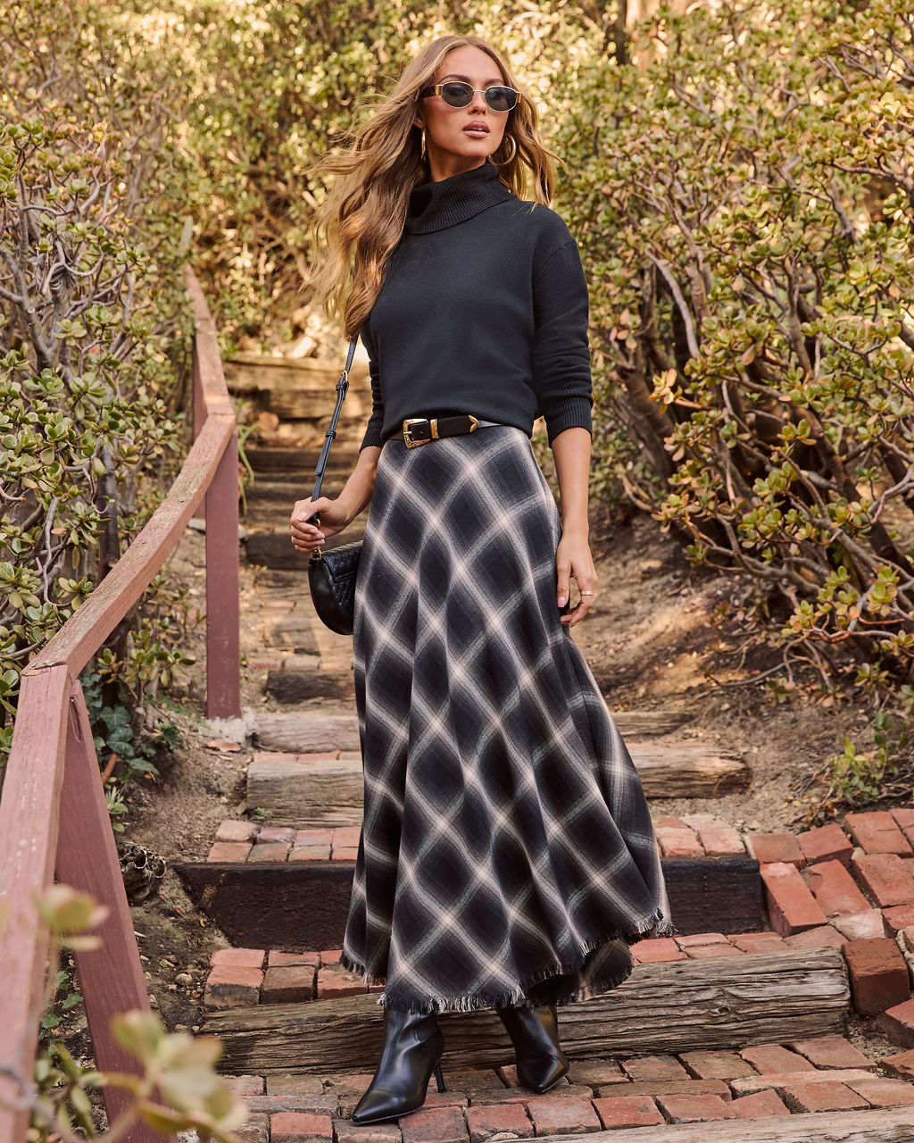 Woodland Plaid Midi Skirt