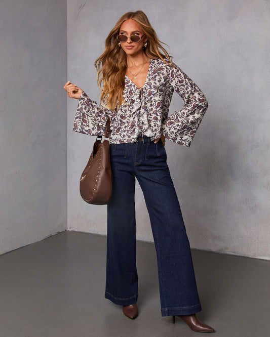 Marene Paisley Ruffle Top