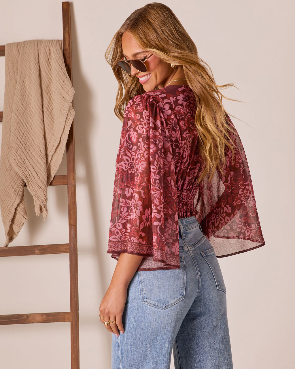 Elisah Kimono Sleeve Peasant Top