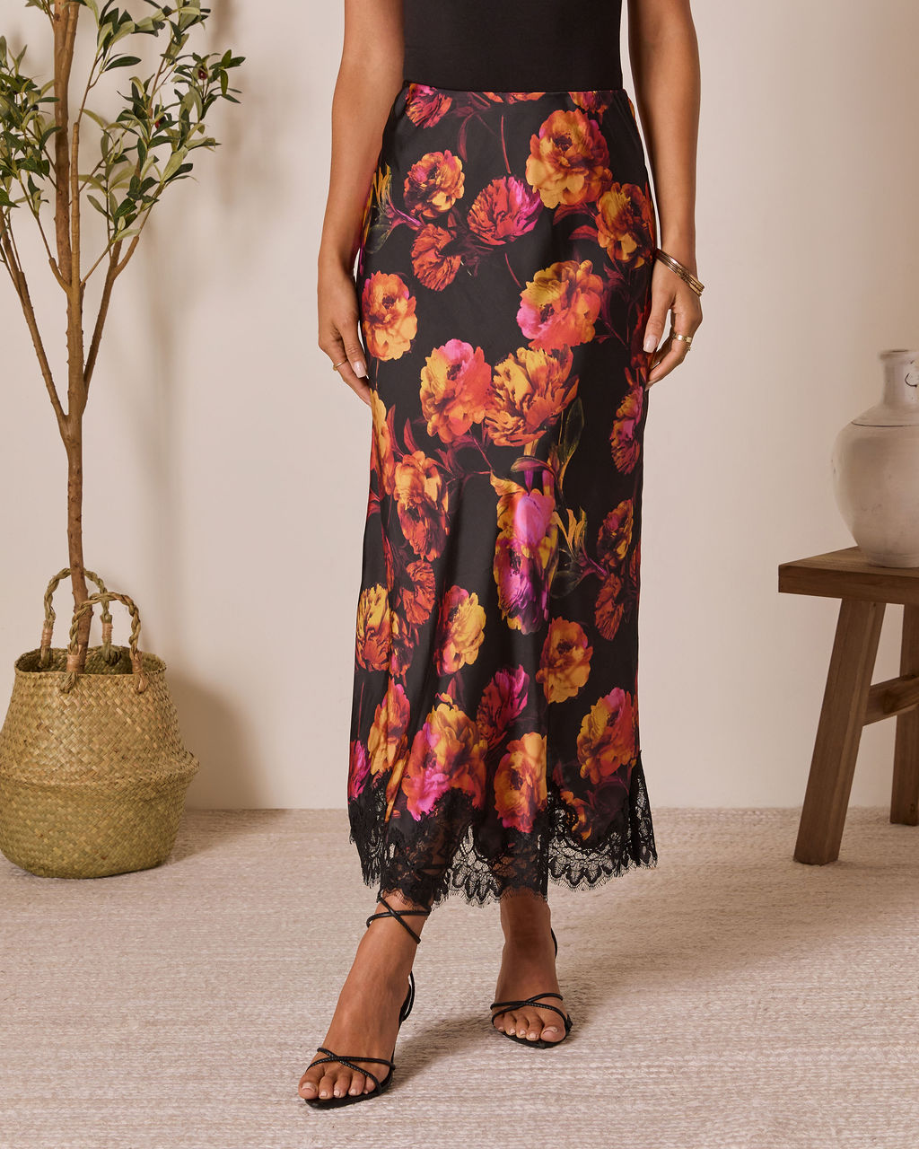 Romia Lace Trim Maxi Skirt