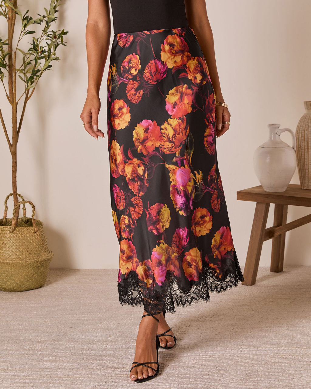 Romia Lace Trim Maxi Skirt