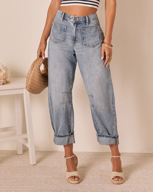Homegrown Rigid Cuffed High Waisted Barrel Jeans