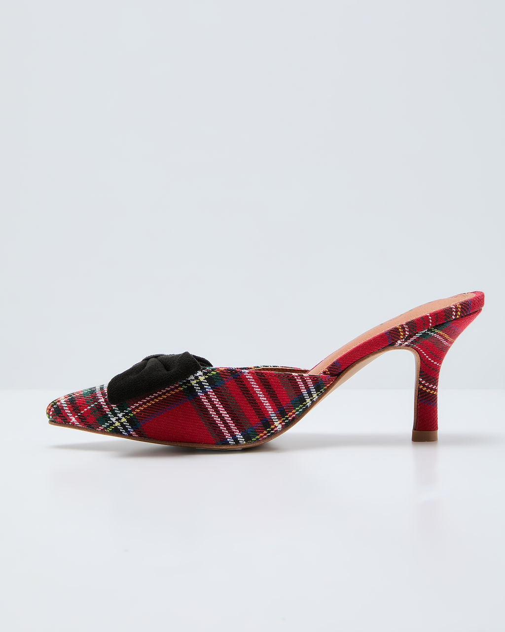 Ashby Plaid Print Velvet Bow Mules